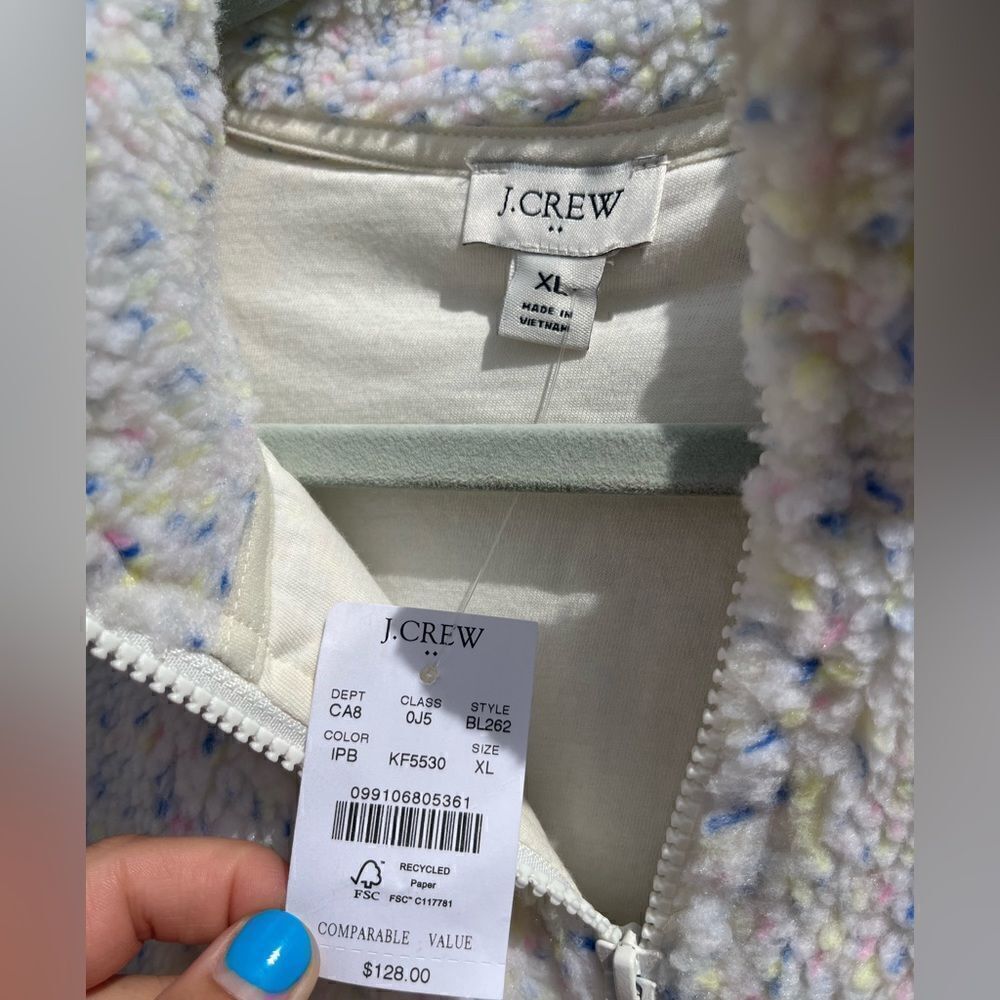 J Crew Flecked Sherpa Full-Zip Pullover Jacket NWT - Picture 4 of 8